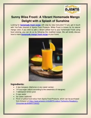 Homemade Frooti recipe