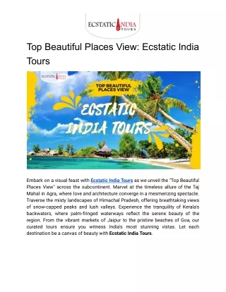 Top Beautiful Places View_ Ecstatic India Tours