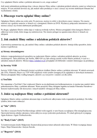 Oglądanie filmów online z polskimi aktorami – jak znaleźć takie produkcje?