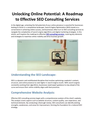 Unlocking Online Potential: A Roadmap to Effective SEO Consulting Services