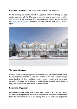 Unlocking Excellence_ Your Guide to Top Calgary NE Realtors