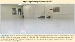 Why Garage Floor Epoxy Wins The War?