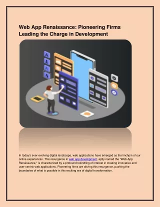 Web App Renaissance: Pioneering Firms Leading the Charge in Development
