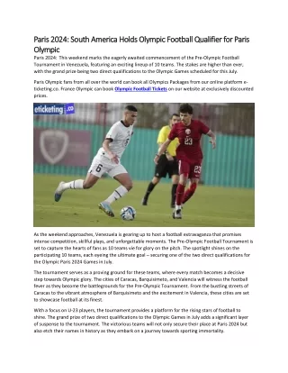 Paris 2024 South America Holds Olympic Football Qualifier for Paris Olympic