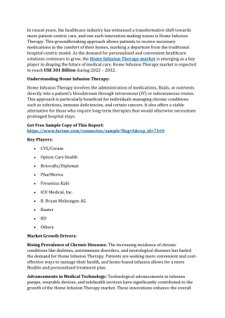 Home Infusion Therapy Market Overview, Growth Statistics & Forecast to 2032