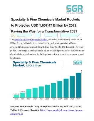 Specialty & Fine Chemicals Market Rockets to Projected USD 1,607.47 Billion by 2