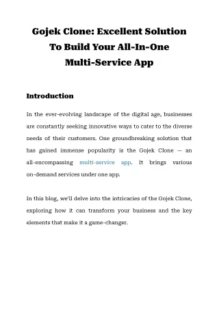 Gojek Clone_ Excellent Solution To Build Your All-In-One Multi-Service App