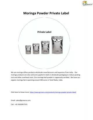 Moringa Powder Private Label
