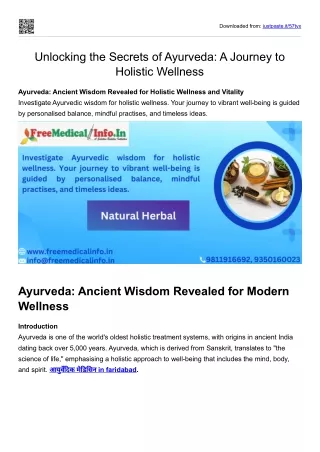 Unlocking the Secrets of Ayurveda A Journey to Holistic Wellness