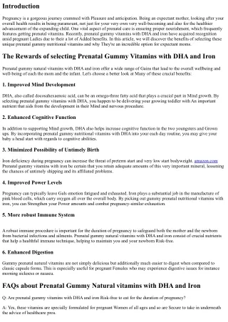 The key benefits of Selecting Prenatal Gummy Natural vitamins with DHA and Iron