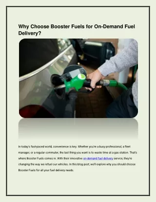 Why Choose Booster Fuels for On-Demand Fuel Delivery?