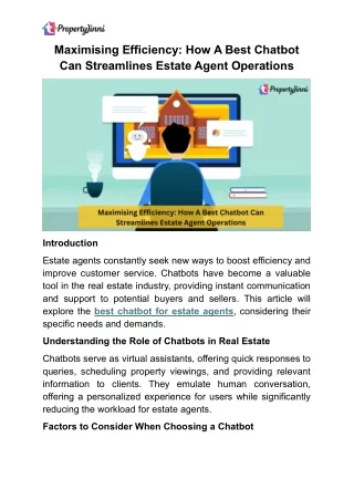 Maximising Efficiency How A Best Chatbot Can Streamlines Estate Agent Operations