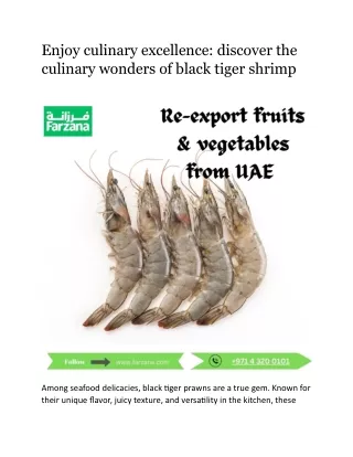 Enjoy culinary excellence discover the culinary wonders of black tiger shrimp