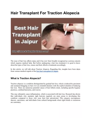 Best Hair Transplant in Jaipur