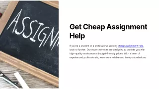 Get Cheap Assignment Help