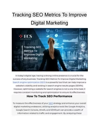 Tracking SEO Metrics To Improve Digital Marketing