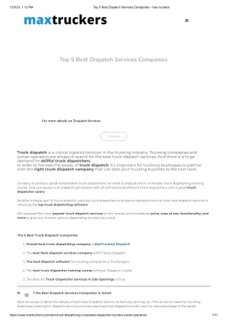 Top 5 Best Dispatch Services Companies - max truckers