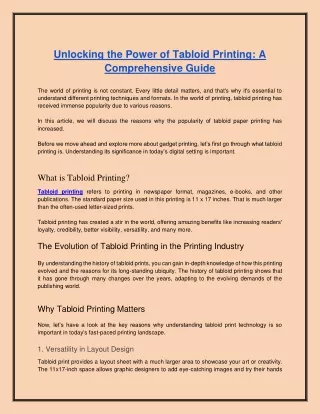Printing Industry_tabloid printing