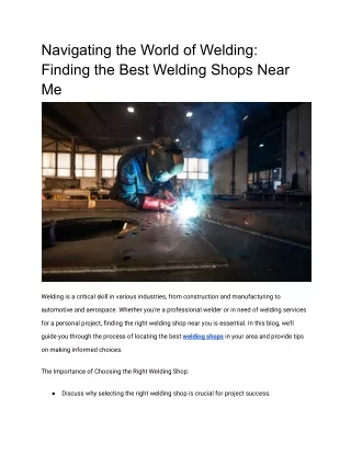 Navigating the World of Welding: Finding the Best Welding Shops Near Me