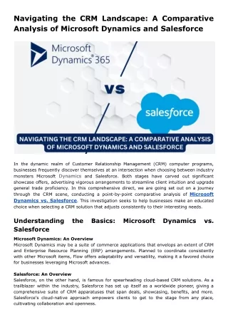 A Comparative Analysis of Microsoft Dynamics and Salesforce