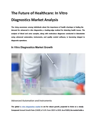 The Future of Healthcare: In Vitro Diagnostics Market Analysis