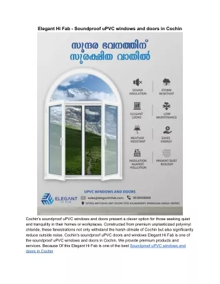 Soundproof uPVC windows and doors in Cochin