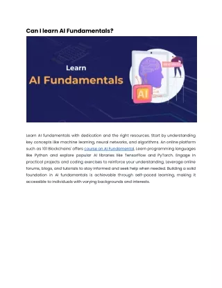 Can I learn AI Fundamentals_