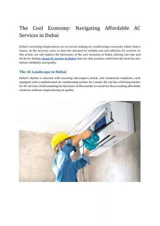 The Cool Economy_ Navigating Affordable AC Services in Dubai