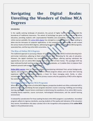 Navigating the Digital Realm Unveiling the Wonders of Online MCA Degrees.pdf