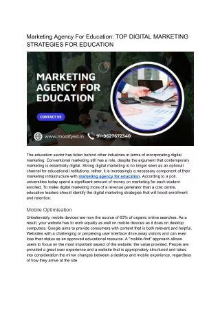 Marketing Agency For Education_ TOP DIGITAL MARKETING STRATEGIES FOR EDUCATION