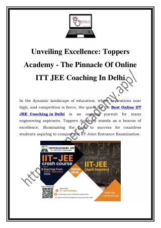 Best Online IIT JEE  Coaching in Delhi  | Call-07827048964 |Toppers Academy