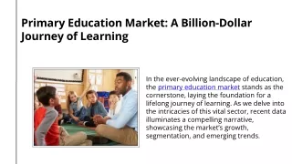 A Billion-Dollar Journey of Learning- Primary Education Market