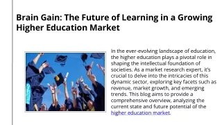 Brain Gain- The Future of Learning in a Growing Higher Education Market