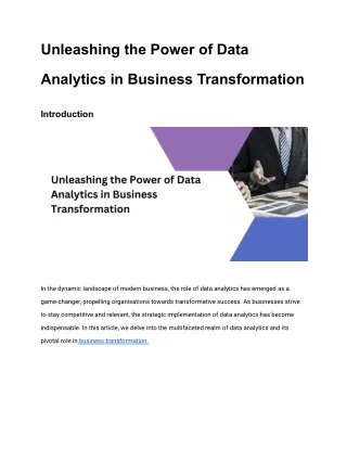 Unleashing the Power of Data Analytics in Business Transformation