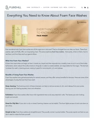 Need to Know About Purehill Foam Face Wash