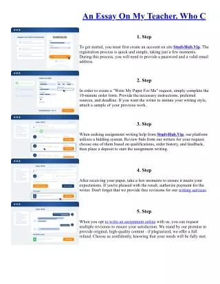 An Essay On My Teacher. Who C