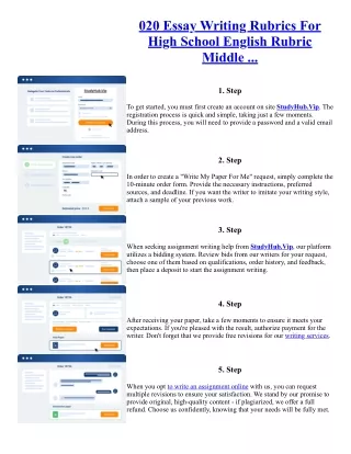 020 Essay Writing Rubrics For High School English Rubric Middle ...