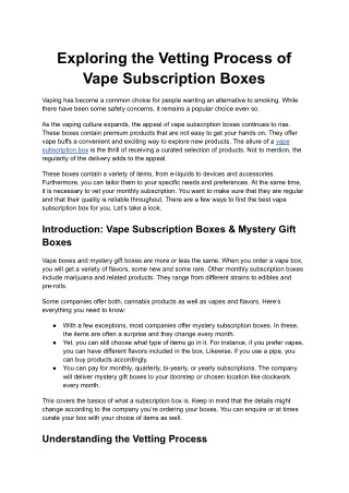 Exploring the Vetting Process of Vape Subscription Boxes