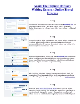 Avoid The Highest 10 Essay Writing Errors - Online Travel Express