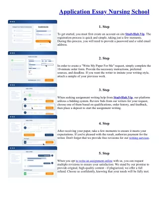 Application Essay Nursing School
