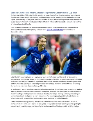 Spain Vs Croatia Luka Modric, Croatia's Inspirational Leader in Euro Cup 2024