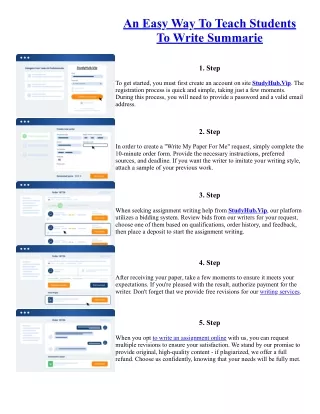 An Easy Way To Teach Students To Write Summarie