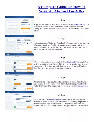 A Complete Guide On How To Write An Abstract For A Res