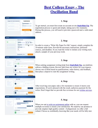 Best College Essay - The Oscillation Band