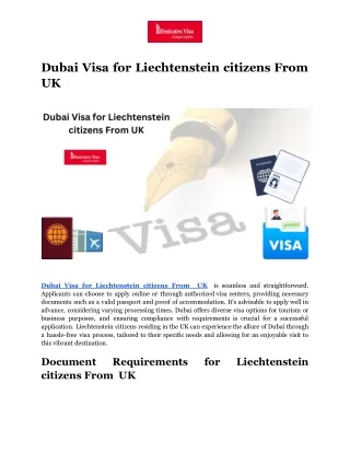 Dubai Visa for Liechtenstein citizens From  UK