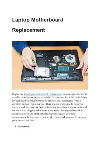 Laptop Motherboard Replacement