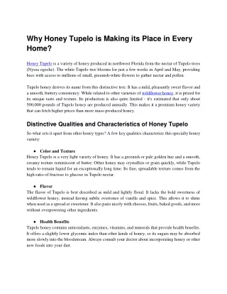 Why Honey Tupelo is Making its Place in Every Home