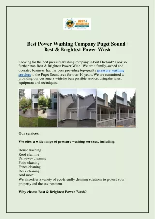 Best Power Washing Company Puget Sound Best & Brightest Power Wash