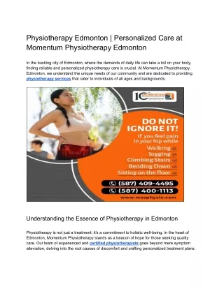 Physiotherapy Edmonton _ Personalized Care at Momentum Physiotherapy Edmonton