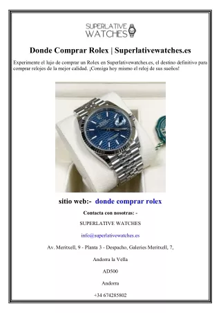 Donde Comprar Rolex Superlativewatches.es